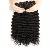 Curly de profonde 3 paquets avec des cheveux humains Remy frontaux 13x4 en dentelle FRONTAL MALAYSIAN WAVE CLOSURE3979655