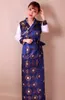 Tibetansk dans kostym kinesisk traditionell klädsel lång Qipao klänning tibet stil cheongsam klänning etnisk minoritetssteg slitage