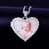 Mode Custom Made Photo Heart Medallions ketting hanger met Cubaanse ketting gouden kleur zirkoon heren dames ketting voor geschenk