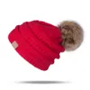 Winter Women Knitted Thick Beanies Letter Pom Pom fur ball Hat Warm Wool unisex Crochet Skull Beanie Female ski fleeced Caps LJJA34015479