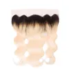 Extensions brésiliennes de cheveux vierges 3 faisceaux avec 13x4 en dentelle frontale 1B / 613 Cheveux humains blonds 1B 613 Color Body Wave 10-26 pouces