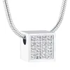 Magic Cube with Crystals Urn Pendant for Ashes Women Keepsake Jewelry Stainless Steel Square Funeral Memorial Ash Jewellery