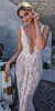 Berta Mermaid Dresses Lace Mouwess Deep V Neck Boho Bridal Jurken Sexy Beakless Beach Wedding Dress Rozes de Marie