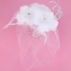 Sombrero de jaula para pájaros 2020, velo de boda, velo de jaula para pájaros, cara de red, pluma corta, flor, tocado blanco, sombreros de novia con Veil231D
