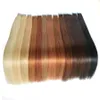 Senaste osynliga remy tejp i mänskliga hårförlängningar hud väftband hårförlängningar tillbaka brunt blont 100g Virign brasilianskt indiskt hår