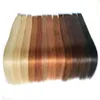 Senaste Invisible Remy Tape In Human Hair Extensions Skin Weft Tape Hårförlängningar Rygg Brun Blond 100g Virign Brazilian Indian Hair