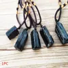 Colliers noirs en cristal naturel, 1 pièce, pilier Schorl, Tourmaline, pendentifs en pierre brute, bijoux à la mode, accessoires, cadeau QLY93881586640