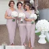 Bridesmaid Robes Lavender V cou de cou de couche à ruched