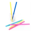 Paille à boire en caoutchouc de silicone, type large, pliable, multicolore, type droit, pliable, vente en gros avec brosse pour thé à bulles