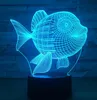 3D LED ナイトライト魚デザイン 7 色タッチスイッチ LED ライトプラスチックランプの形 3D USB 電源ナイトライト雰囲気ノベルティ照明