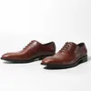 Brogue Leather 8404 Genuine Caved Business Formal High Quality Dress Office Lace Up Oxfords Wedding Shoes Men E80