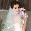 Velos de novia de tul cortos simples, velo de novia blanco color marfil, accesorios de boda, 2021