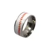 Stainless Steel Ring With Black Enamel Band drop oil Sticker softball baseball football titanium steel ring