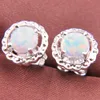 5 Par Luckyshine Moda Simple Branco Gemstone 925 Festa de casamento de prata Opal Natural Mulheres Round Stud Ear