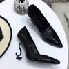 Women letters Heels Pumps Sandals 11CM High Heels White patent Leather Pointed Toes Round Woman's Dress Wedding Shoes 35-41 Free Shipping