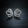 Flying Butterfly CZ Diamond Stud Earrings Luxury Designer Jewelry with Box for Pandora 925 Sterling Silver High Quality Women's Stud Earring