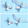 S925 Cute Bear Paw Charm fit P Bracelet 925 Sterling Silver Pink Animal Footprint Pendant Beads Wholesale European Jewelry9584485