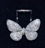 Gioielli di lusso scintillanti all'ingrosso Celebrità di Internet Argento sterling 925 Pavimenta Zaffiro bianco pieno CZ Diamanti Ali di farfalla Anello da donna Regalo