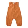 Babykläder barn pojkar bomullslinne rommar sommar solid ärmlösa andningsbara jumpsuits onesies ins bodysuits mode overalls byp792