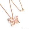 Gold Chain Beautifully Necklace Fashion Rose Gold Plated Opal Butterfly Pendant Necklace Sweater Chain Gift Charm Butterfly Necklace