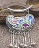 Cotton and linen style miao silver embroidery necklace female style yunnan ethnic style old embroidery piece tassel pendant long l266q