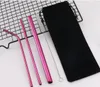 Stainless Steel Straw Set Reusable Rainbow Gold Metal Straight Bend Straws Metal Drinking Straws Set with Cleaning Brush Bag new GGA3479