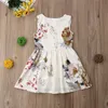 2020 neue Kleinkind Kinder Baby Mädchen Floral Tasten Prinzessin Ärmelloses Party Kleid Kleidung Sommerkleid Sommer Kleider