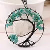 Handmade Tree of Life Natural Stone Pendant Necklace Vintage Opal Reiki Healing Crystal Choker Necklace for Women Nice Gift