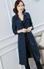 Hot Classic women fashion England trench coat/High quality thick cotton plus long style trench/belted slim fit brand design coat/size S-XXL 4 colors