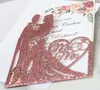 Gllitering Laser Cut Wedding Invitations Multi Colors With Lover Customized Hollow Folding Personalized Wedding Invitation Cards BW-HK317G