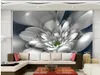 Muurschildering 3D Wallpaper 3D Wall Papers voor TV Achtergrond Grijs Bloem Wallpapers Decoratieve behang