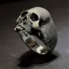 Nouveau Vintage en alliage de zinc crâne argent couleur anneau hommes crâne Biker Rock Roll gothique Punk bijoux anneau