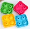 4 Holes Whiskey Ice Cube Ball Maker Mold Mould Drinking Wine Tray Brick Round Bar Accessiories High Quality Mixed Color
