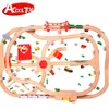 Electric Wood Train Set Model& Kid Car Toy, 130 PCS, Track, Doll with Sound, Big Size, Green Paint, Safe for Christmas Boy Birthday Gift