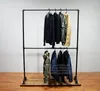 Clothing store display rack Commercial Furniture retro hanger floor type men's and women's cloth shelf show racks industrial style