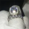 choucong Lovers set anello taglio cuscino 8ct diamante bianco riempito in oro 925 anelli di fidanzamento nuziale per le donne