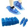 100 pièces en plastique imperméable jetable couvre-chaussures jour de pluie tapis protecteur de sol épais nettoyage couvre-chaussures bleu couvre-chaussures