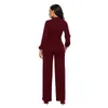 Mulheres Jumpsuit solta perna larga Moda manga comprida Romper sólidos retas Jumpsuits fatos para brincar Lady High Street geral calças