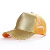 2019 Hot Sale Glitter Baseball Cap ajustável Snapback Cap Hats para mulheres Caps Messy Bun Sports Hip Hop Mesh Hat