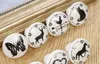 Black & White Printed Decorative Round Ceramic Knob, Cabinet Hardware, Modern Wardrobe Furniture Door Handle Drawer pulls