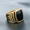 Wholesale- designer titanium steel fashion ring European and American personality retro black drop oil triangle punk luxury rings jewelry