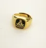 Gold Men's Past Master rings Unique Design Freemason Masonic regalia Signet Ring Jewelry with Smile Sun Face Black And Blue Enamel