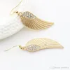 Crystal Angel Wing Earring Fashion Golden Silver Fish Ear Hook Antique Dangle Chandelier Women Pendant Earrings Party Jewelry Gift for Girls