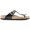 Designer-ather flip flops sommarbrik strand sandaler mode spänne äkta läder casual coola sandaler
