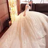 Vintage Off The Shoulder Lace Wedding Dresses 3D-Floral Appliques Pearls Lace-up Back Cheap Bridal Wedding Ball Gowns vestidos de novia 180N