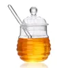 250ml de vidro de vidro pote claro jam jarro conjunto com dipper e tampa cozinha sotroge garrafa para casa cozinha use1