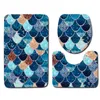 Fish Scale Printed Bath Mats 3pcs/set Anti-slip Bathroom Floor Mats Toilet Cover Rug Bathroom Carpets Mat GGA2232