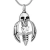 NIEUW Z793 SILVERE HOLD CRYaltal Wing Skeleton Stainless Steel Memorial Urn ketting voor Ashes Mens Keepsake Cremation Sieraden Pen4056459