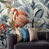 Beibehang Benutzerdefinierte Tapete im europäischen Stil, handbemalte tropische Pflanzen, Flamingo, nahtloses Mosaik-Hintergrundwandgemälde