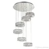 Modern Contemporary LED Crystal Pendant Lights Helix Chandeliers Lighting With 6 Crystal Circular D23.6"*H71" for Living room